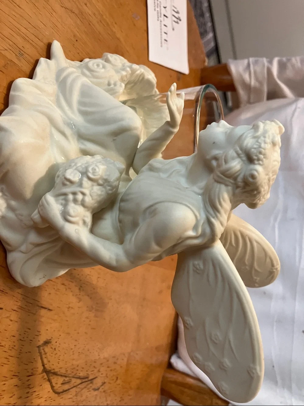 New. Partylite porcelain bisque. Cream 5”- 8” angel. Arianna with votive - Picture 3 of 11